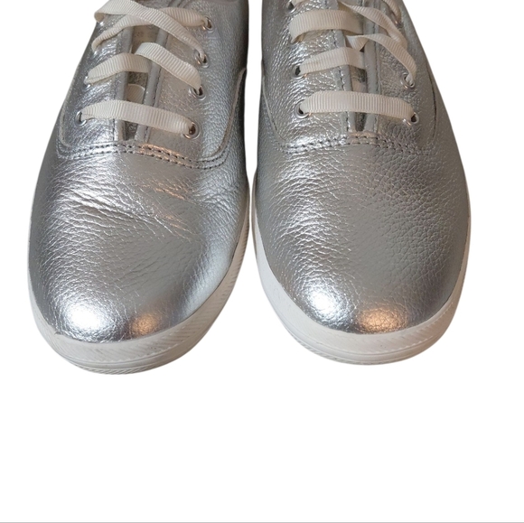 Kate Spasde + Keds Metallic Silver Sneakers Women's Tennis Shoes Size 8 - Picture 3 of 11